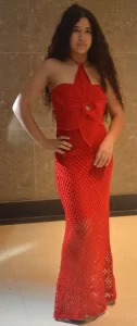 Vestido Em Tricô Vermelho Flor Veste do 38 ao 44